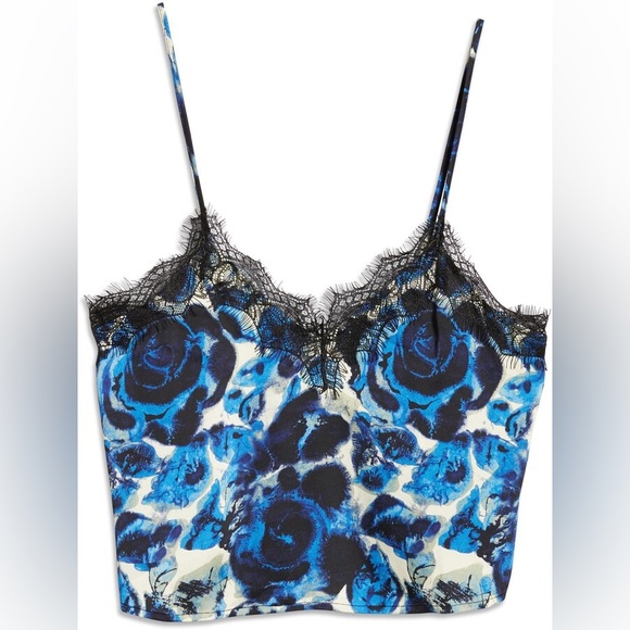 Open Edit Eyelash Lace Trim Satin Crop Camisole - ShopStyle size M - Picture 5 of 12